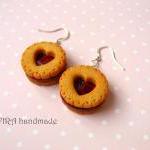 Realistic cookie earrings with cherry jam