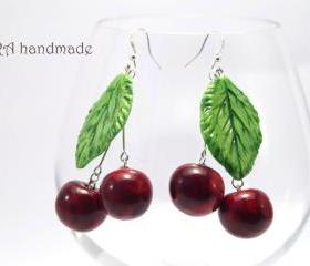 Huge cherry earrings