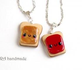 Kawaii Peanut Butter and Jelly Best Friends Necklaces