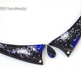 Hand painted galaxy collar necklace