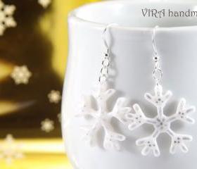 Hand painted snowflake earrings